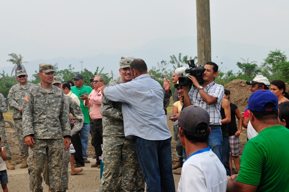 Soldiers celebrate building a schoolhouse for Hondurans