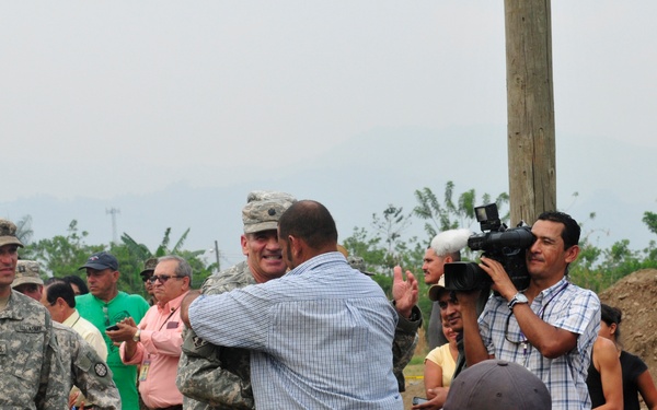 Soldiers celebrate building a schoolhouse for Hondurans