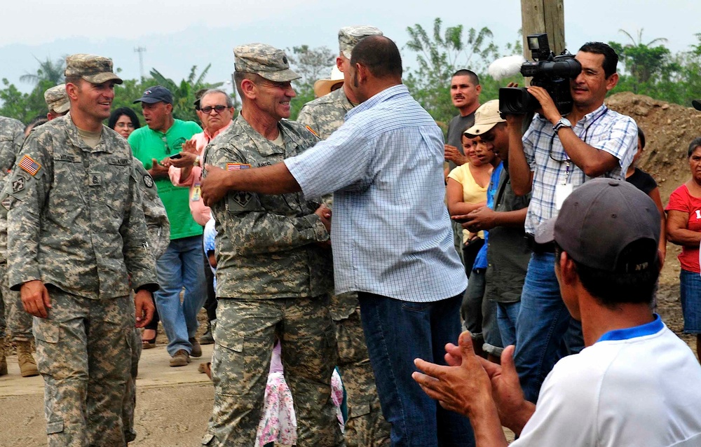 Soldiers celebrate building a schoolhouse for Hondurans