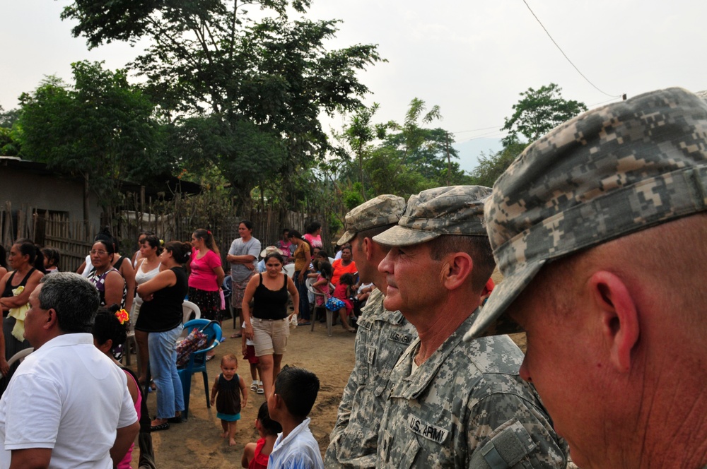 Soldiers celebrate building a schoolhouse for Hondurans