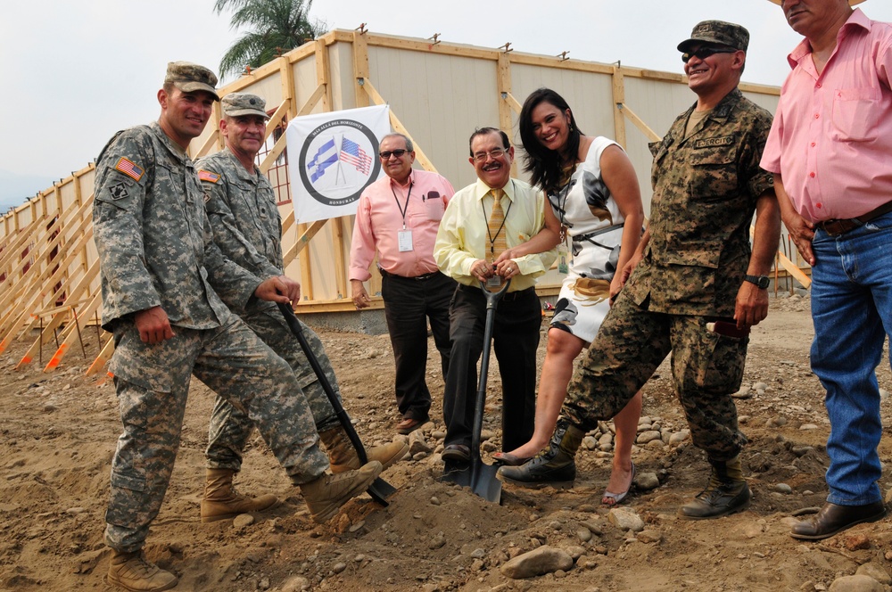 Soldiers celebrate building a schoolhouse for Hondurans