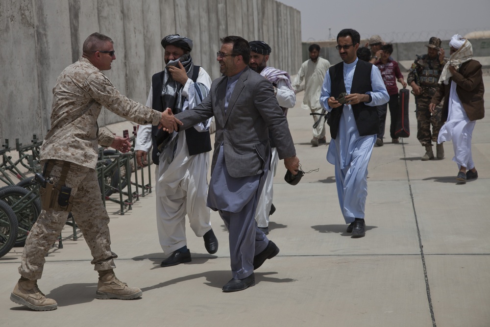 Helmand province Governor Gulab Mangal visits Camp Dwyer