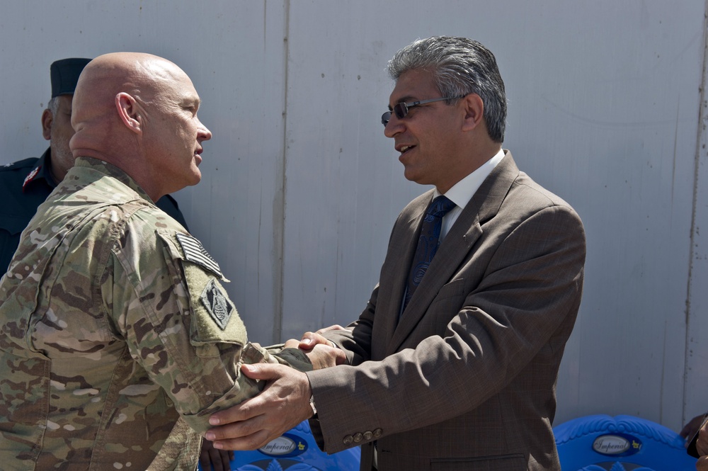 Lt. Col. Gordon &quot;Mark&quot; Bartley greets Herat province Governor Daud Saba
