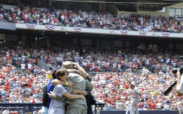 Airman returns from Afghanistan, surprises family at Braves game
