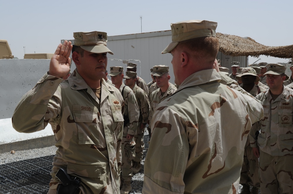 NMCB 7 Seabees attend re-enlistment, promotion