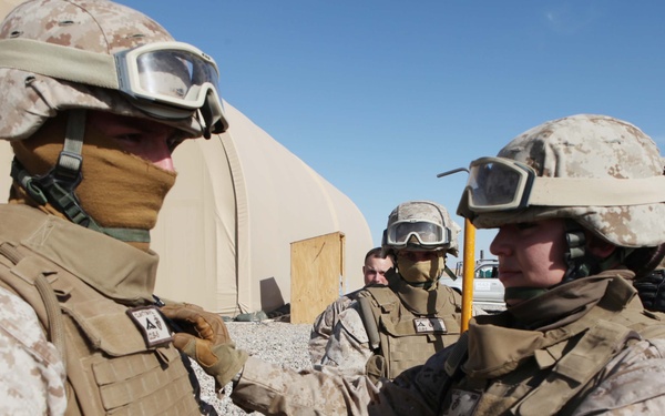 Radio checks on Camp Dwyer