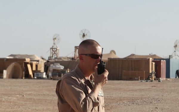 Radio checks on Camp Dwyer