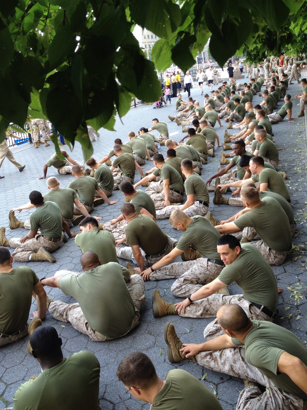 Marines stretch before motivation run Marines stretch before motivation run