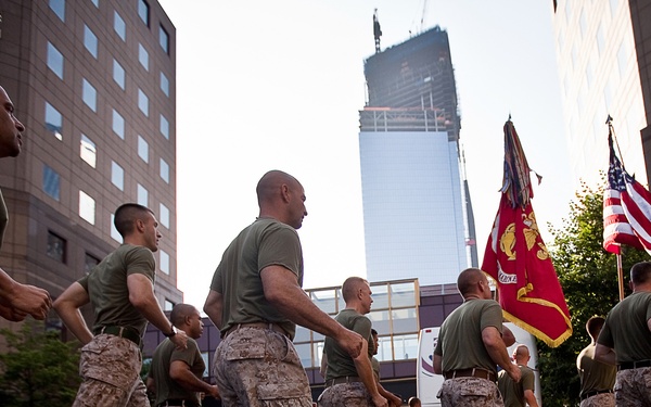 Marines carry colors through New York