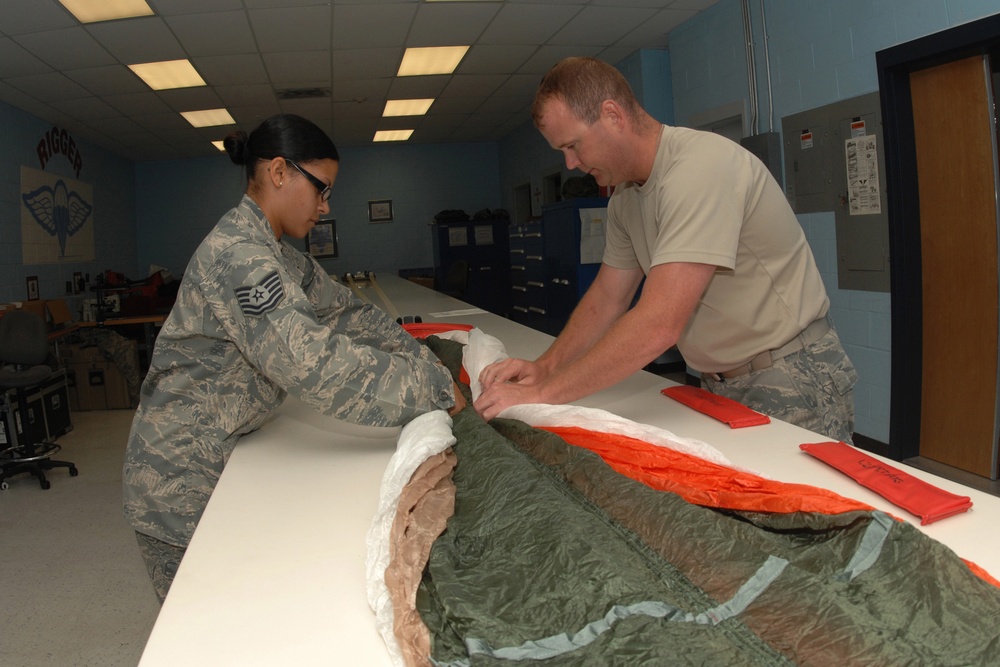 Aircrew Life Support specialists inspect equipment