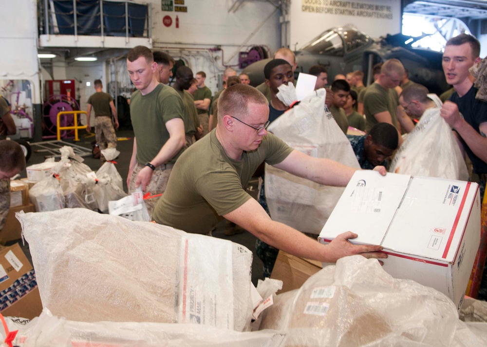 Mail sort aboard USS Iwo Jima