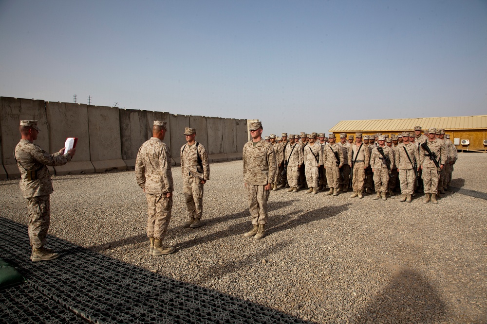 Promotion Ceremony aboard Camp Delaram II