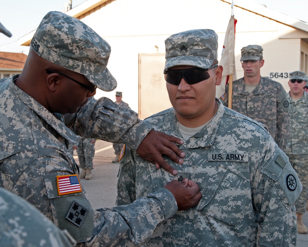 Sgt. Arnold Rojas is promoted to the rank of staff sergeant