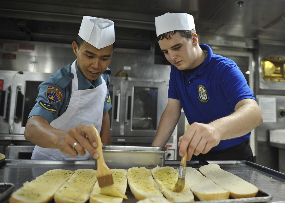 USS Germantown Sailors participate in culinary exchange during CARAT 2012