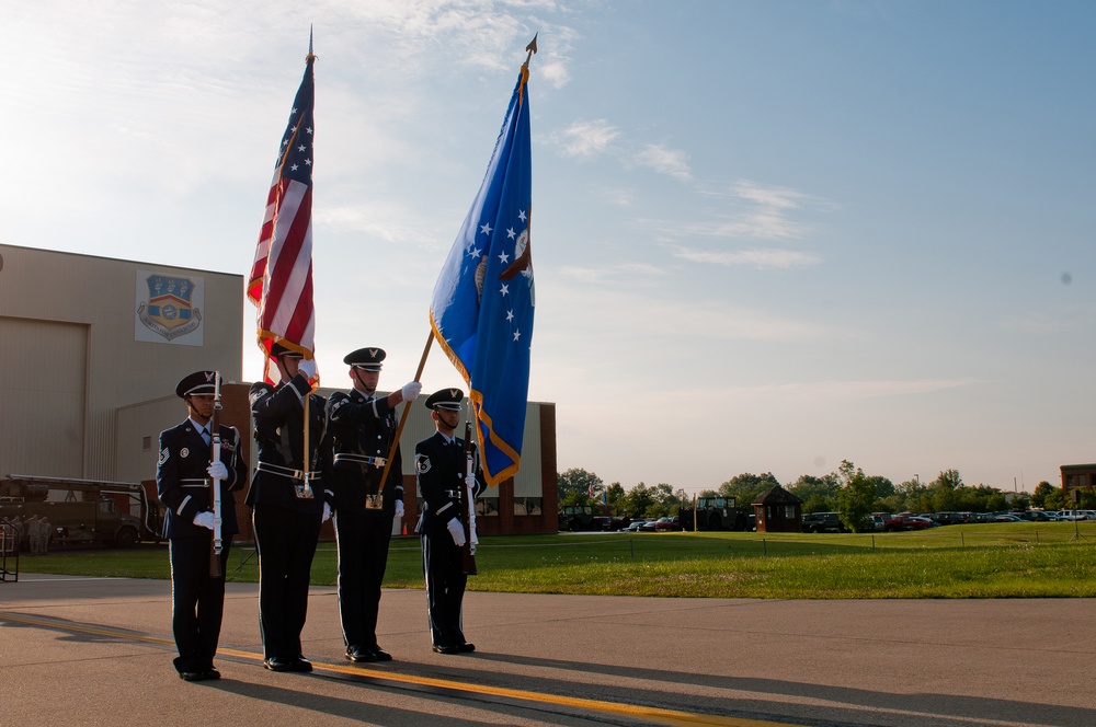 Members of the Kentucky Air National Guard receive awards for meritorious service and academic exellence