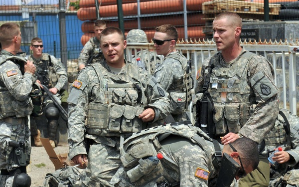KFOR removes roadblock near Rudare, Kosovo, June 1, 2012