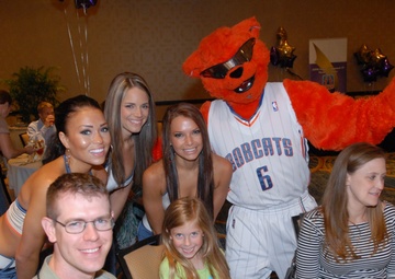 Soldiers' families get a visit from Charlotte Bobcat Dance Team and Mascot