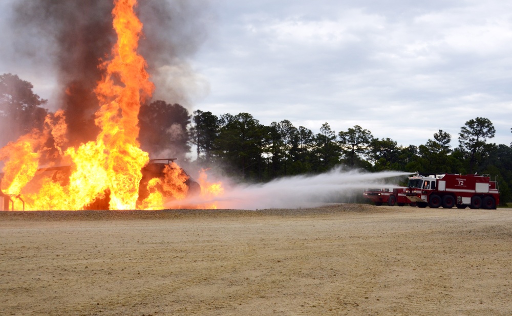 Fort Bragg firefighters train on burning plane