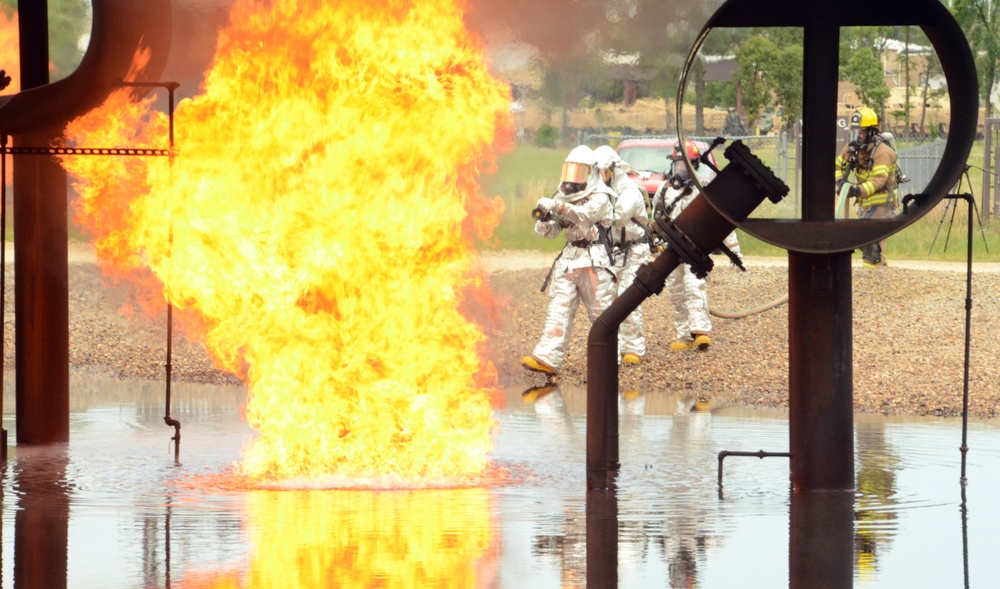 Fort Bragg Firefighters Train on Burning Plane