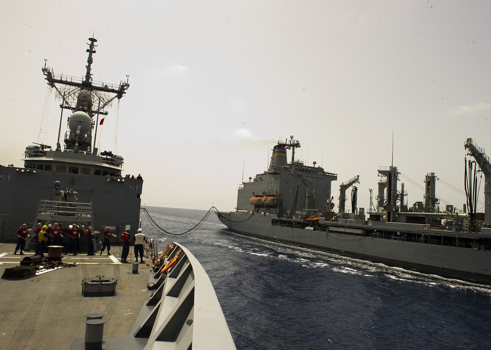 USS Taylor replentishment at sea