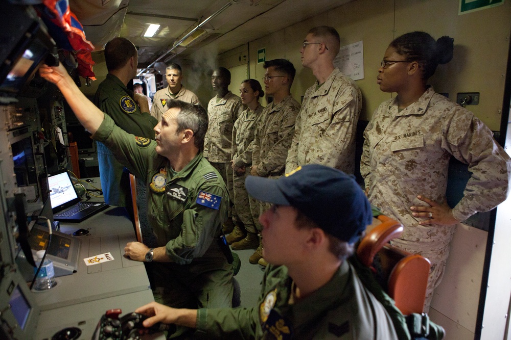 AP-3C Orion crew visits Marine Corps Air Station Futenma during Nichi Gou Trident 2012