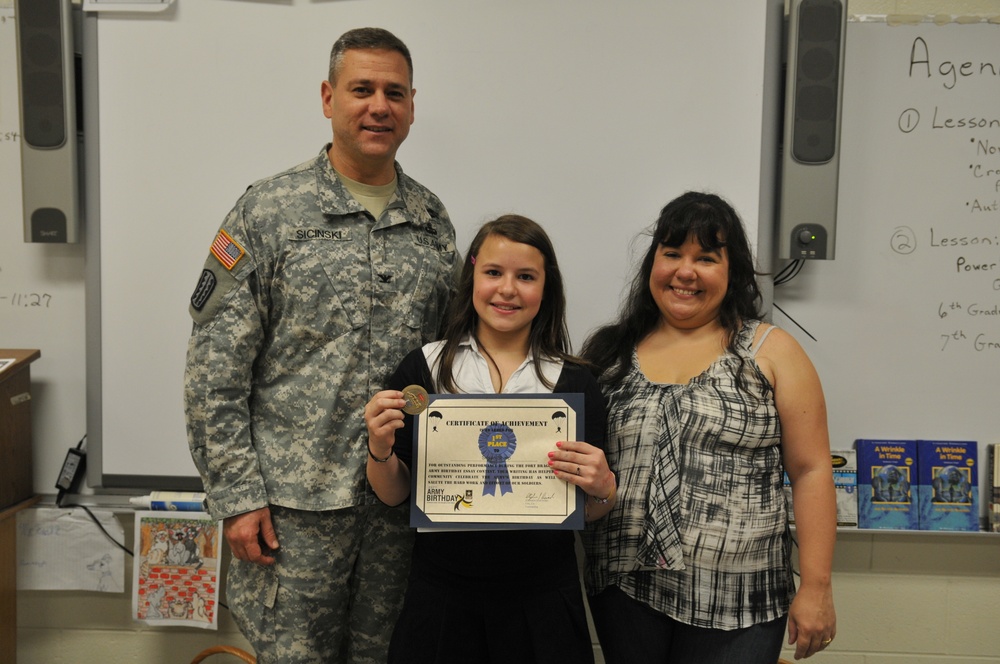 Army’s 237th Birthday elementary and middle school contest awardees