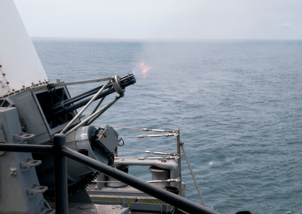 USS Peleliu fires close-in weapons system