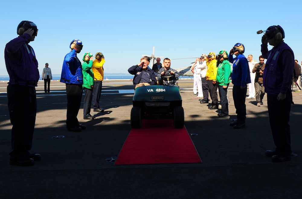 Former President George H.W. Bush aboard USS George H.W. Bush