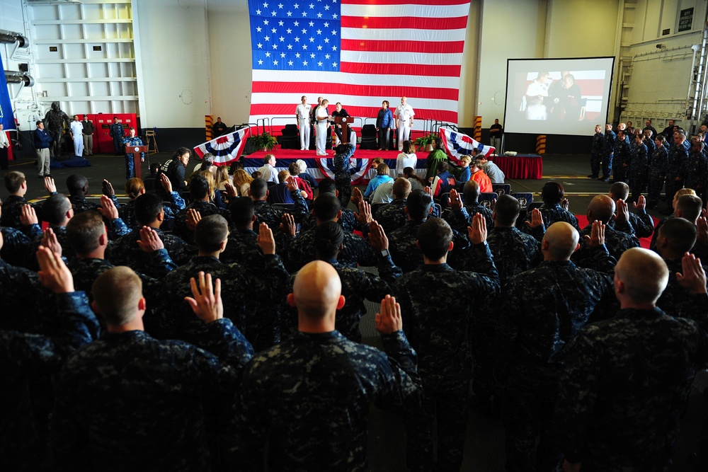 Former President George H.W. Bush aboard USS George H.W. Bush