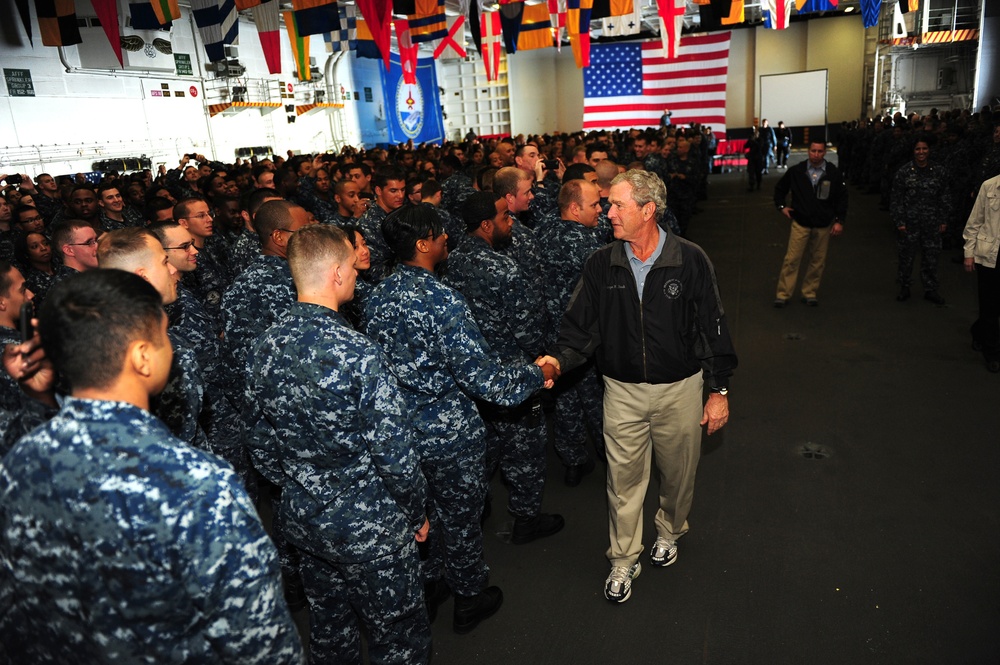 Former President George H.W. Bush aboard USS George H.W. Bush