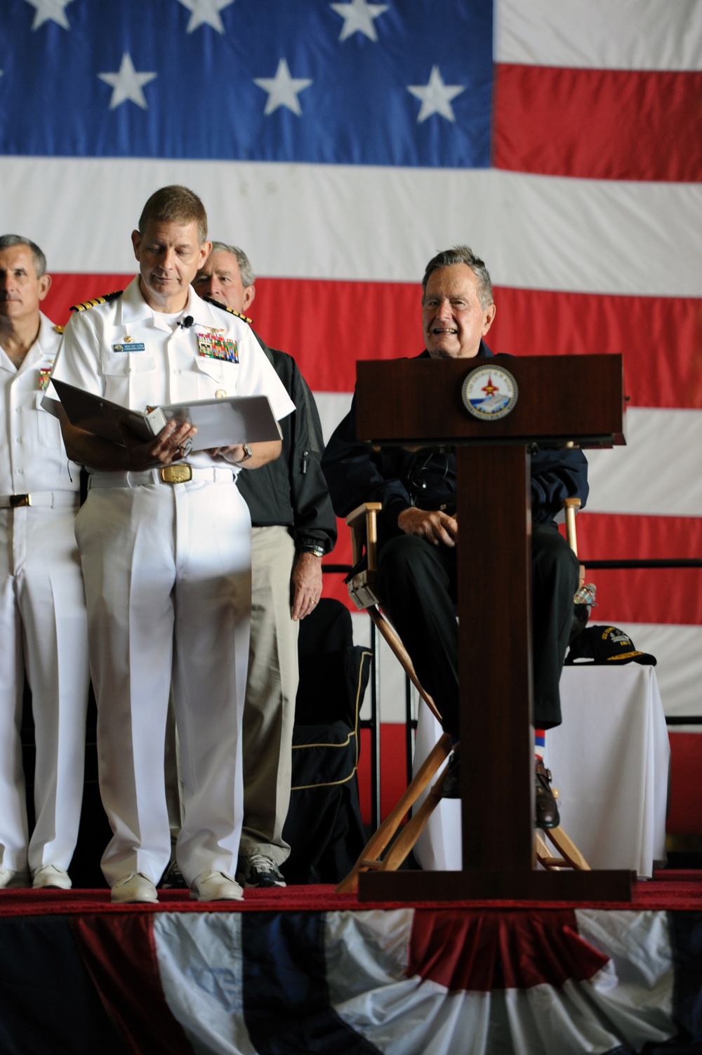 Former President George H.W. Bush aboard USS George H.W. Bush