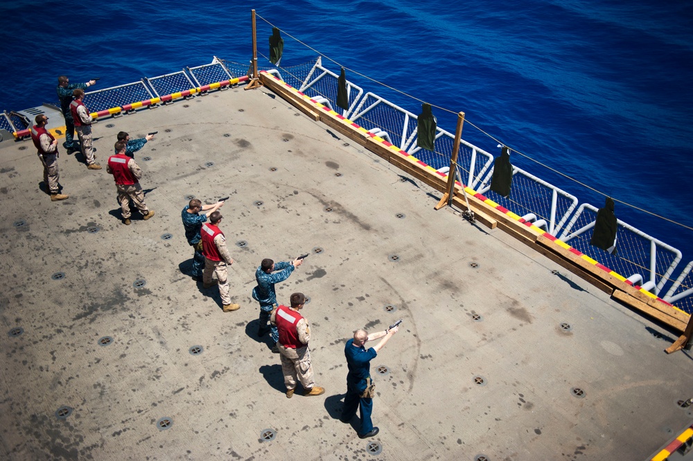 Weapons training aboard USS Makin Island