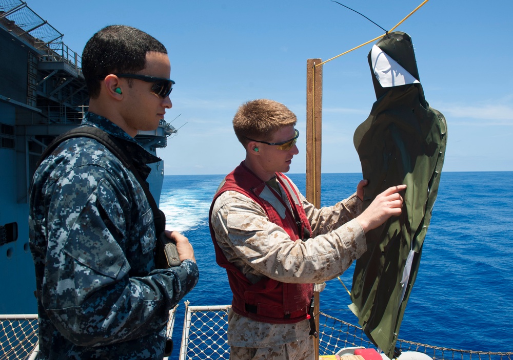 Weapons training aboard USS Makin Island