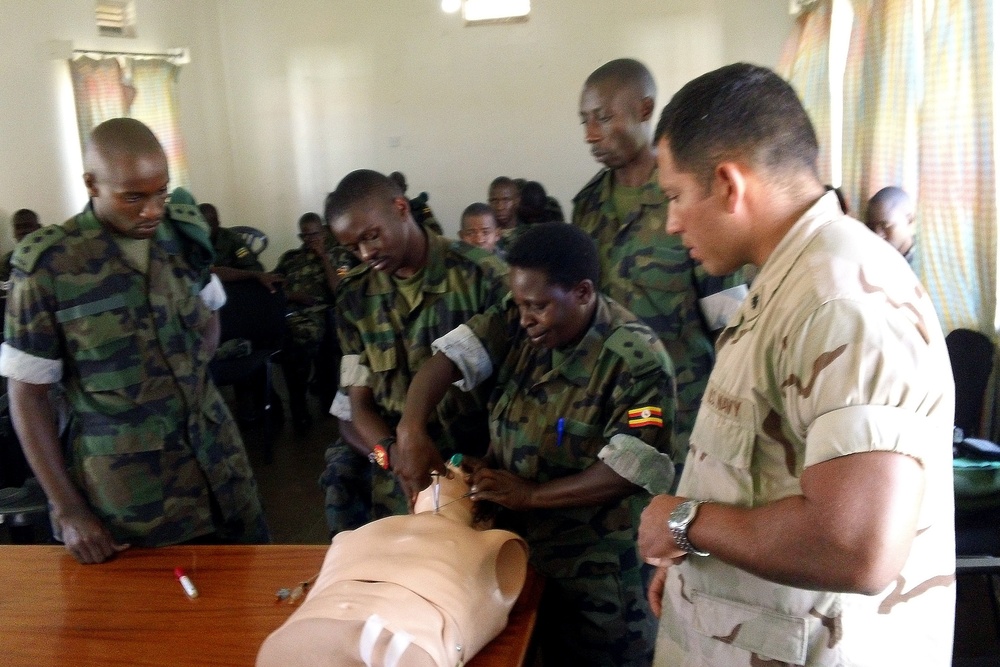 US military medical providers, back to basics with Ugandan counterparts