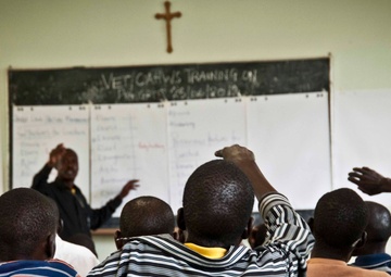 Ugandan students participate in 448th Civil Affairs Battalion Veterinary Program