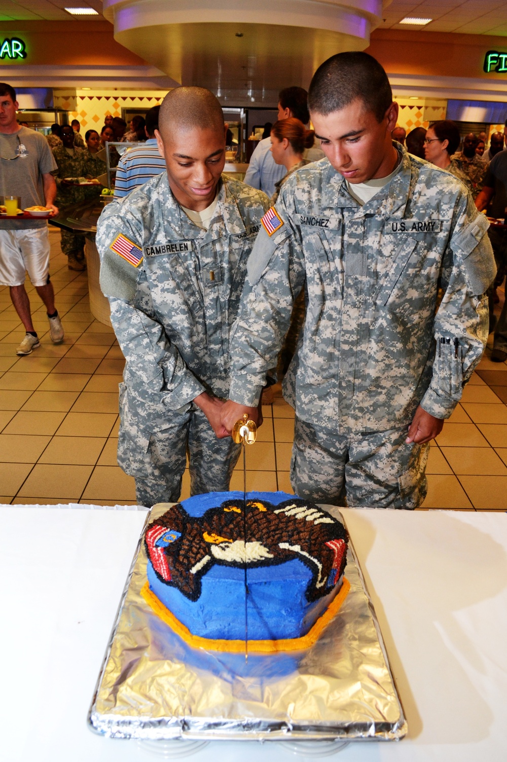 Cutting the Army birthday cake