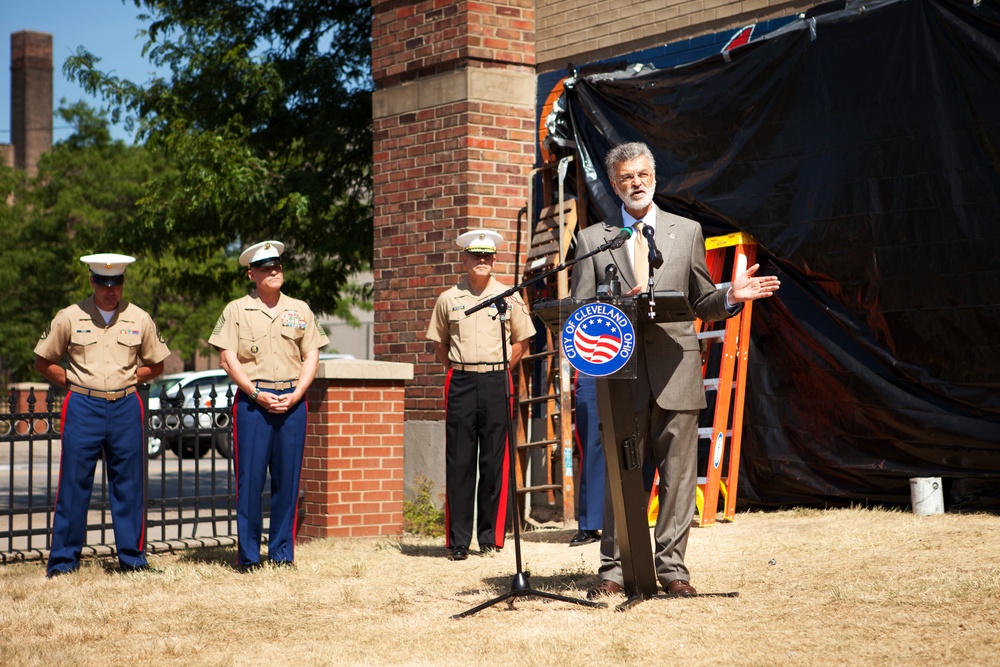 Marine Week Cleveland mural unveiling ceremony