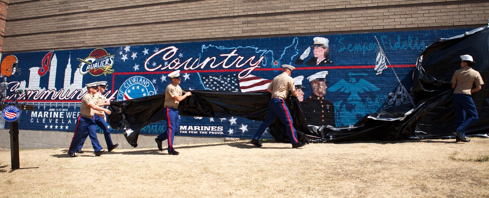 Marine Week Cleveland mural unveiling ceremony