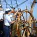 Coast Guard Academy cadets steer the U.S. Coast Guard Barque Eagle