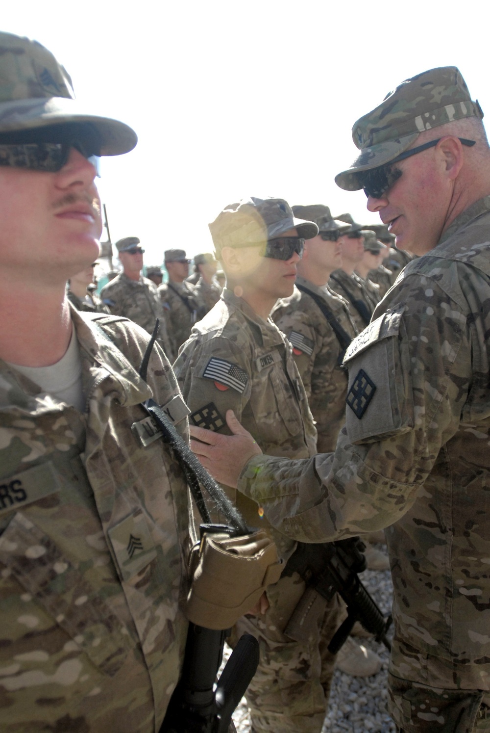 411th engineers receive shoulder sleeve insignia for wartime service