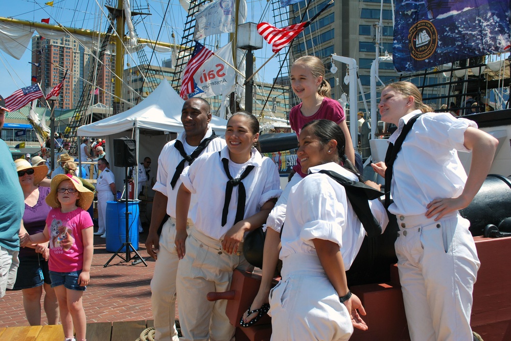 USS Constitution crew performs on Baltimore's Inner Harbor