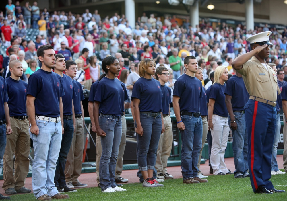 Greater Cleveland area poolees take oath of enlistment at Progressive Field