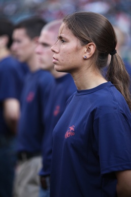 Greater Cleveland area poolees take oath of enlistment at Progressive Field