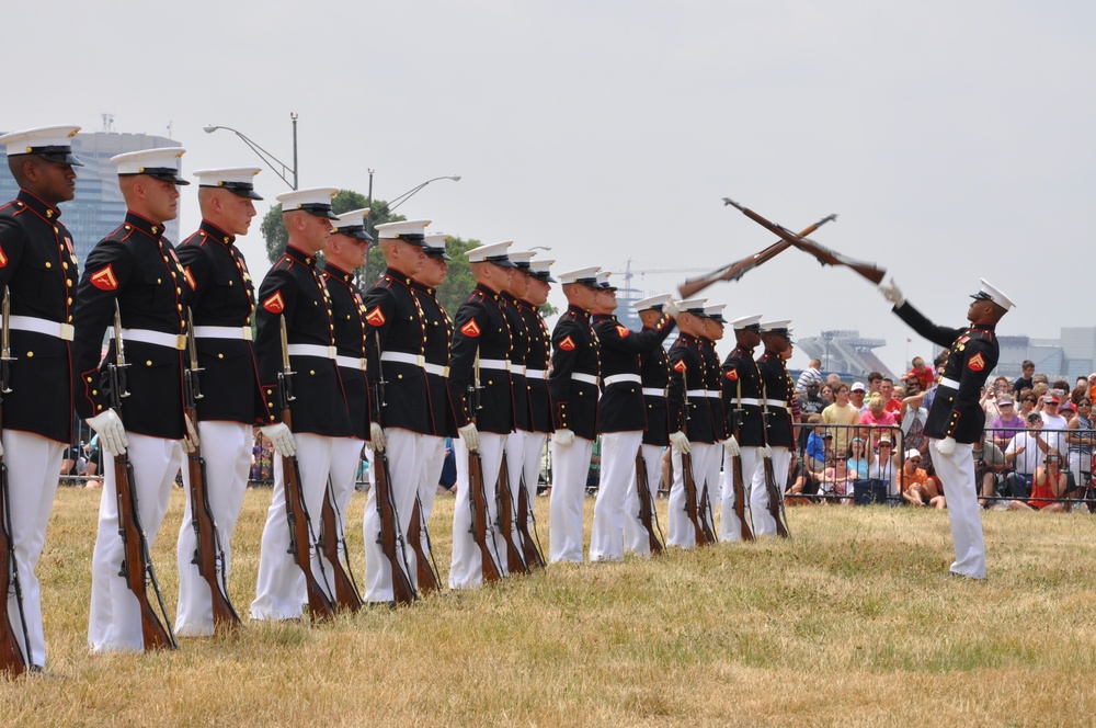 Silent Drill Platoon performs during Marine Week Cleveland