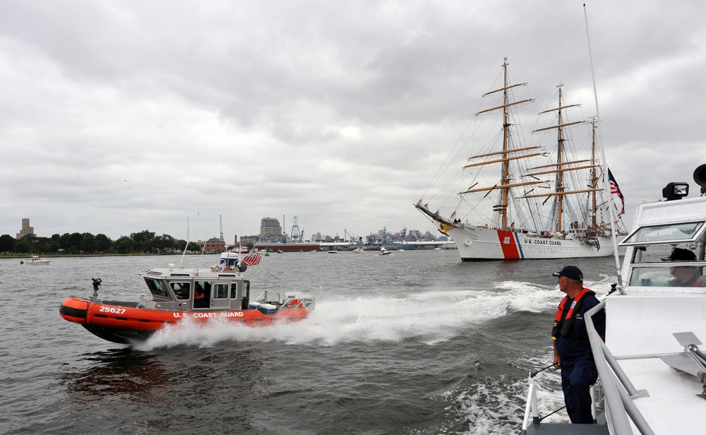 Coast Guard Cutter Eagle departs Baltimore Harbor during OpSail 2012