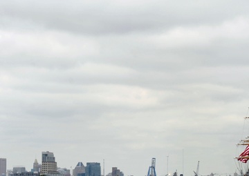 Coast Guard Cutter Eagle departs Baltimore Harbor during OpSail 2012