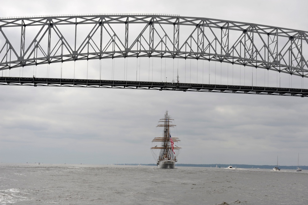 Coast Guard Cutter Eagle departs Baltimore Harbor during OpSail 2012