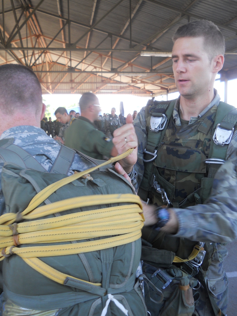 Spanish and American Airborne jump