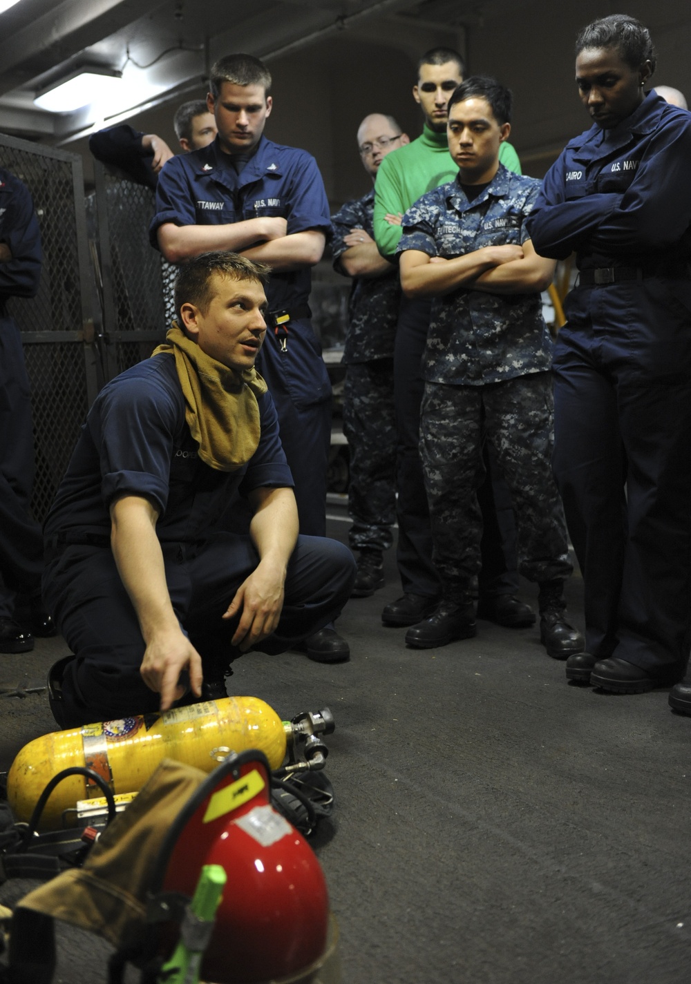 USS Nimitz sailor demonstrates proper use of equipment