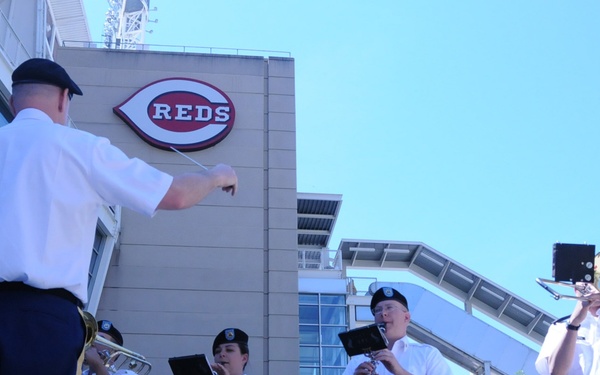 100th Army Band plays at Cincinnati Reds game on Flag Day